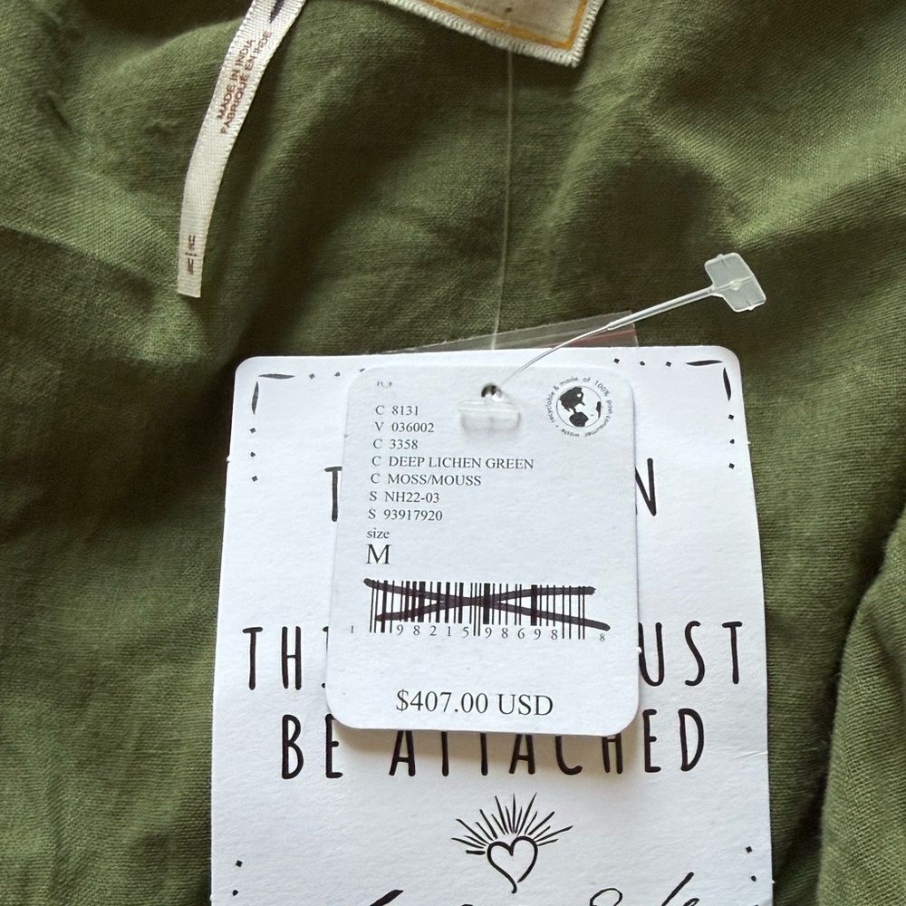 Free People JEN'S PIRATE BOOTY Olive Green Beaded V-Neck Mini Dress - Picture 10 of 11